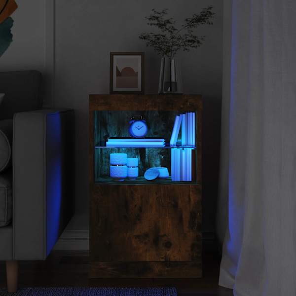 Puhvetkapp LED-tuledega, suitsutatud tamm, 41 × 37 × 67 cm