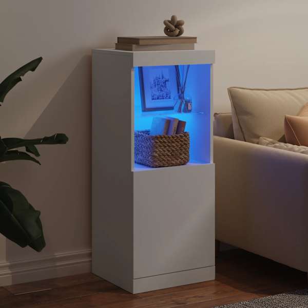 Puhvetkapp LED-tuledega, valge, 41 × 37 × 100 cm