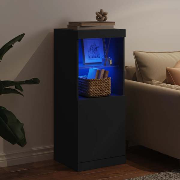 Puhvetkapp LED-tuledega, must, 41 × 37 × 100 cm