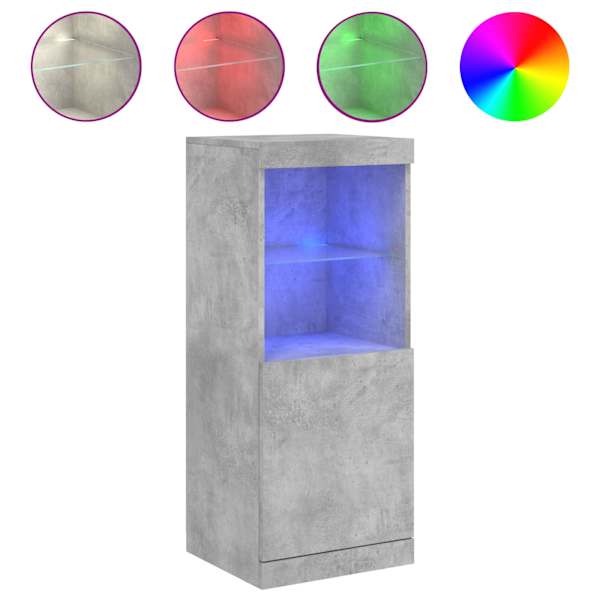 Puhvetkapp LED-tuledega, betoonhall, 41 × 37 × 100 cm