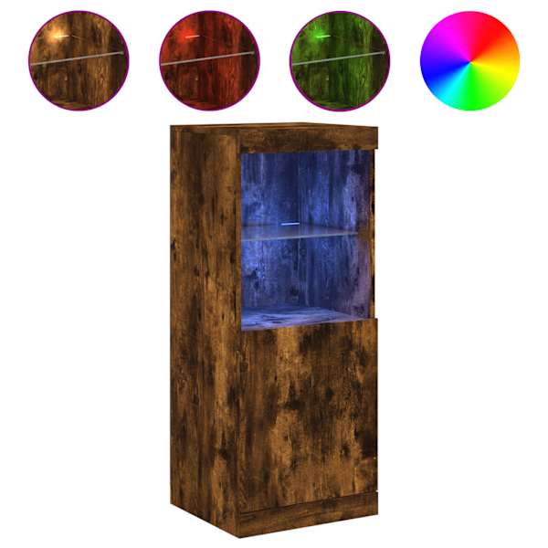 Puhvetkapp LED-tuledega, suitsutatud tamm, 41 × 37 × 100 cm