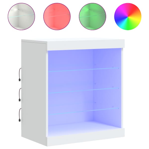 Puhvetkapp LED-tuledega, valge, 60,5 × 37 × 67 cm