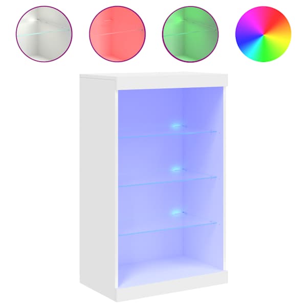 Puhvetkapp LED-tuledega, valge, 60,5 × 37 × 100 cm