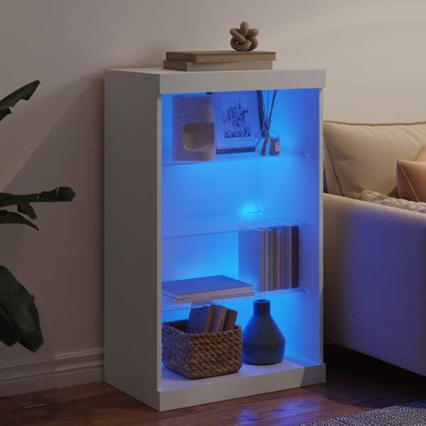 Puhvetkapp LED-tuledega, valge, 60,5 × 37 × 100 cm
