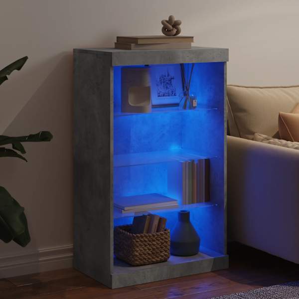 Puhvetkapp LED-tuledega, betoonhall, 60,5 × 37 × 100 cm