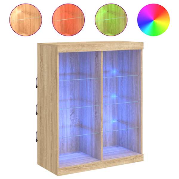 Puhvetkapp LED-tuledega, Sonoma tamm, 81 × 37 × 100 cm