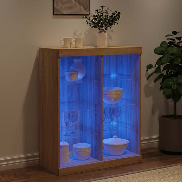 Puhvetkapp LED-tuledega, Sonoma tamm, 81 × 37 × 100 cm