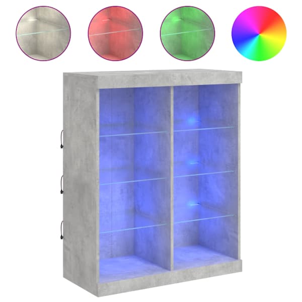 Puhvetkapp LED-tuledega, betoonhall, 81 × 37 × 100 cm