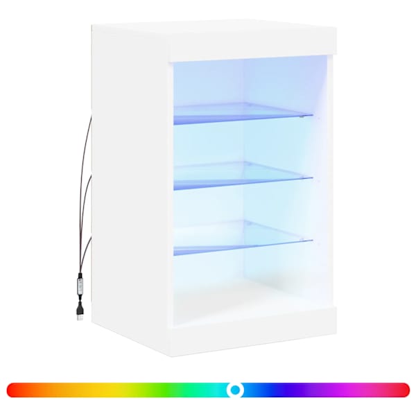 Puhvetkapp LED-tuledega, valge, 41 × 37 × 67 cm