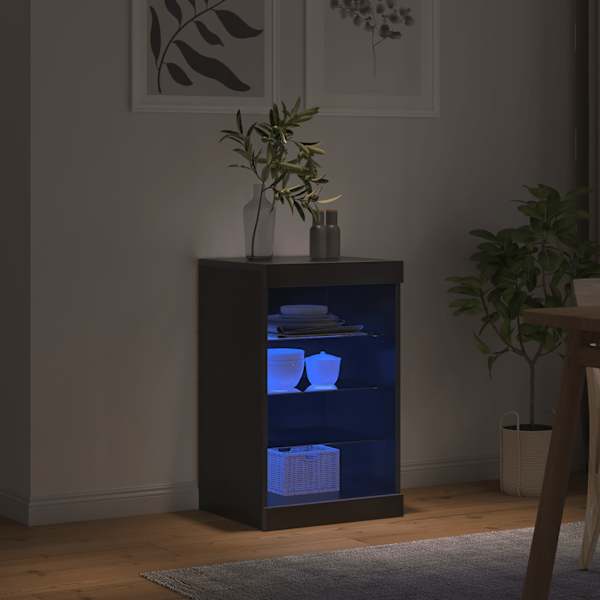 Puhvetkapp LED-tuledega, must, 41 × 37 × 67 cm