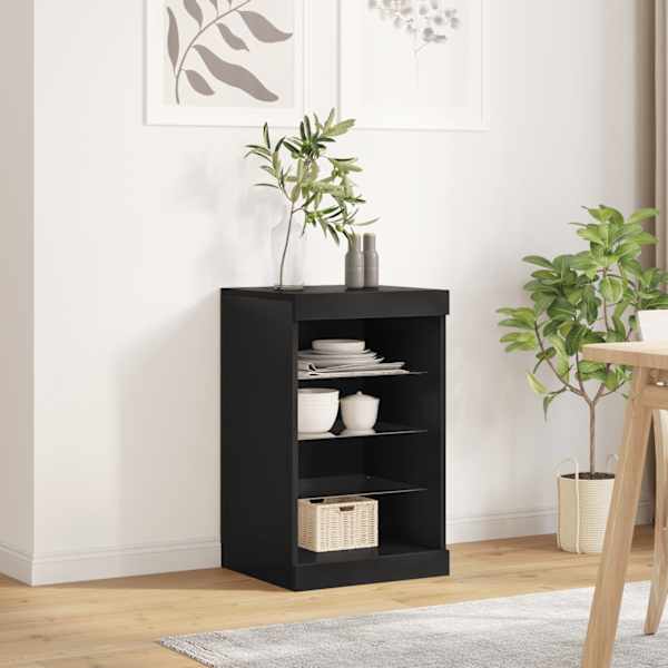 Puhvetkapp LED-tuledega, must, 41 × 37 × 67 cm