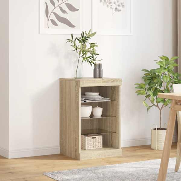 Puhvetkapp LED-tuledega, Sonoma tamm, 41 × 37 × 67 cm