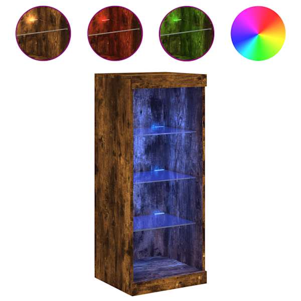 Puhvetkapp LED-tuledega, suitsutatud tamm, 41 × 37 × 100 cm