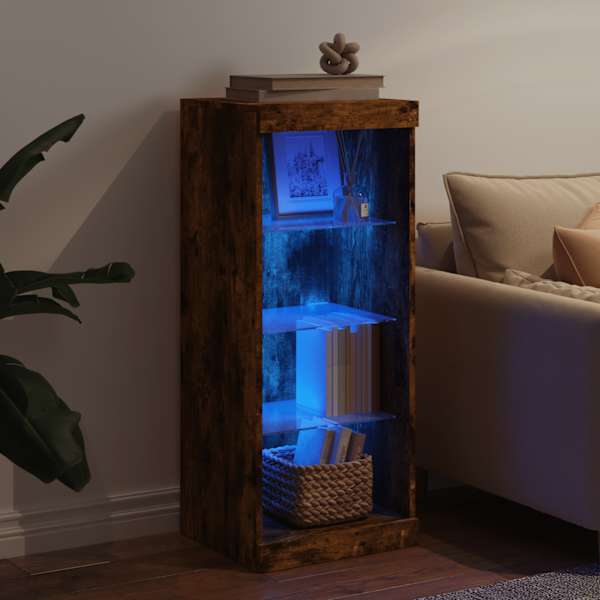 Puhvetkapp LED-tuledega, suitsutatud tamm, 41 × 37 × 100 cm