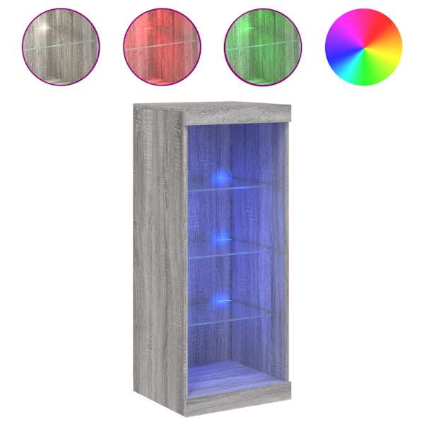 Puhvetkapp LED-tuledega, hall Sonoma tamm, 41 × 37 × 100 cm