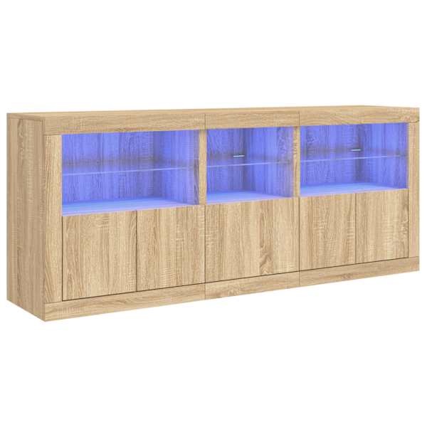 Puhvetkapp LED-tuledega, sonoma tamm, 162 × 37 × 67 cm