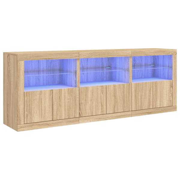 Puhvetkapp LED-tuledega, Sonoma tamm, 181,5 × 37 × 67 cm