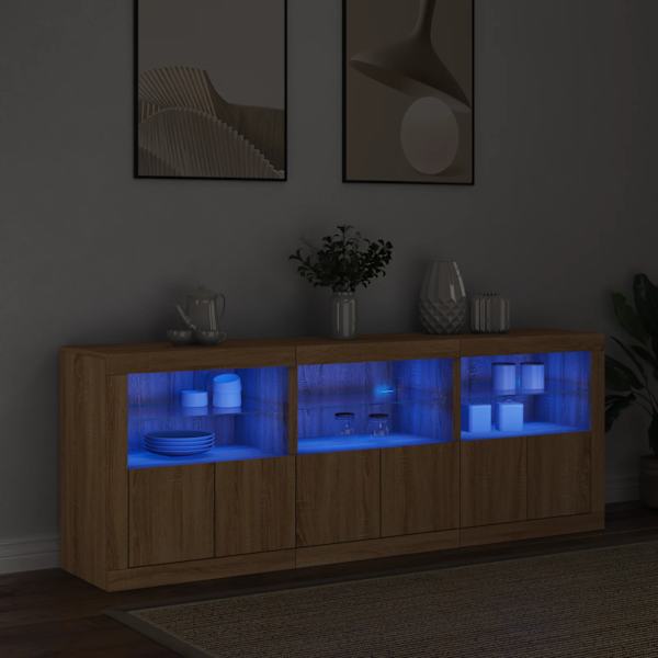 Puhvetkapp LED-tuledega, Sonoma tamm, 181,5 × 37 × 67 cm