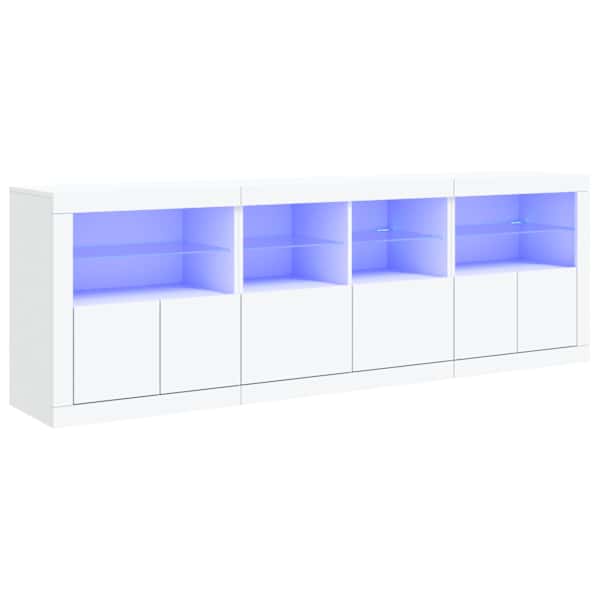 Puhvetkapp LED-tulega, valge, 202 × 37 × 67 cm