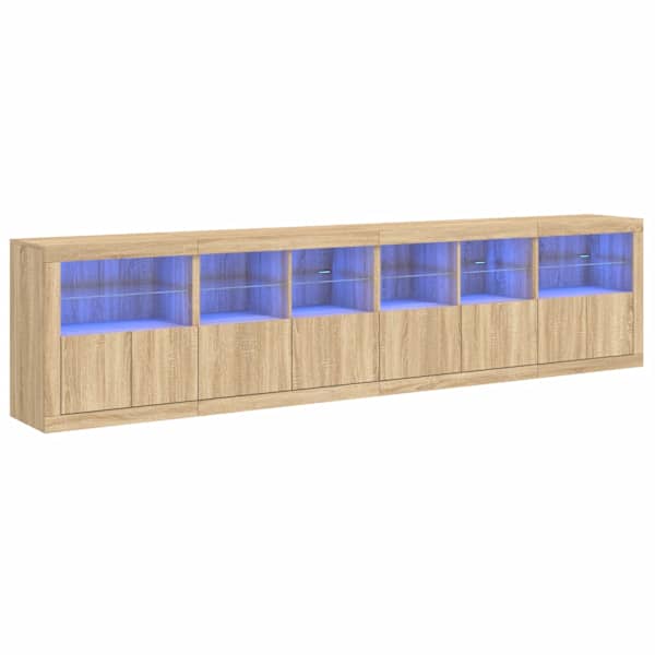Puhvetkapp LED-tuledega, Sonoma tamm, 283 × 37 × 67 cm
