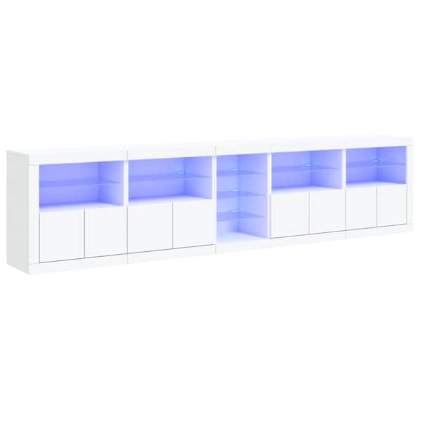 Puhvetkapp LED-tulega, valge, 283 × 37 × 67 cm