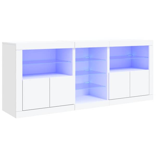 Puhvetkapp LED-tulega, valge, 181,5 × 37 × 67 cm