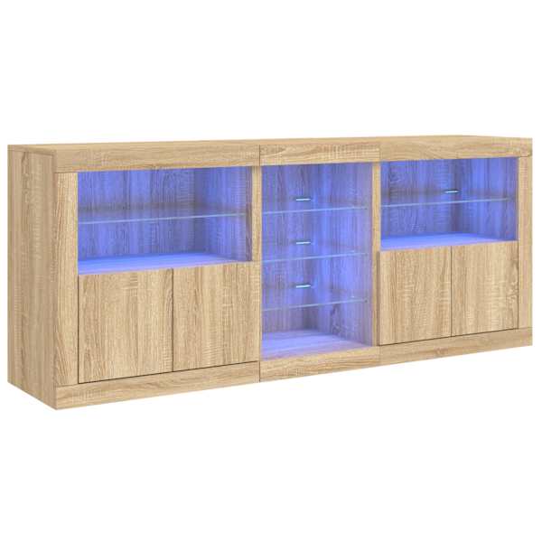 Puhvetkapp LED-tuledega, Sonoma tamm, 181,5 × 37 × 67 cm