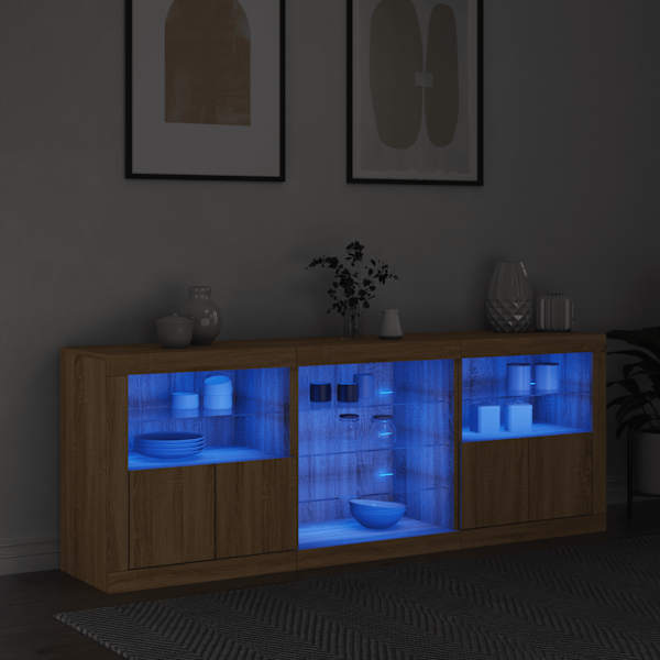 Puhvetkapp LED-tuledega, Sonoma tamm, 181,5 × 37 × 67 cm