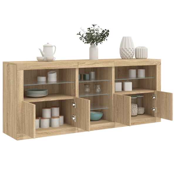 Puhvetkapp LED-tuledega, Sonoma tamm, 181,5 × 37 × 67 cm