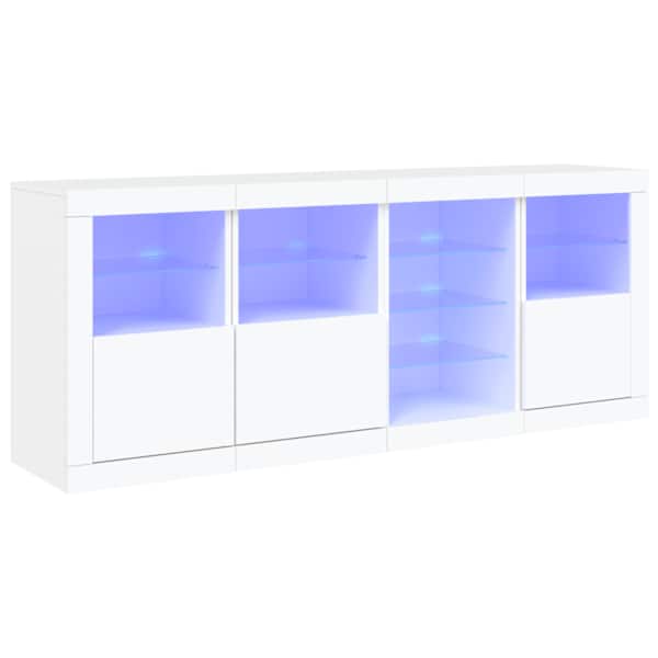 Puhvetkapp LED-tulega, valge, 164 × 37 × 67 cm