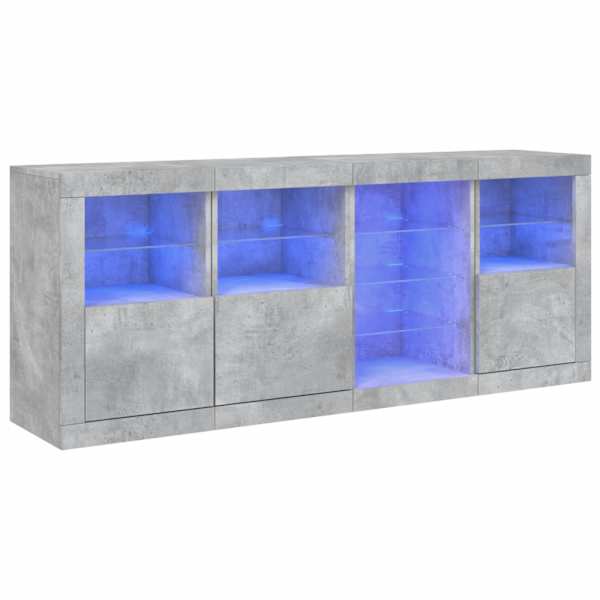 Puhvetkapp LED-tulega, betoonhall, 164 × 37 × 67 cm