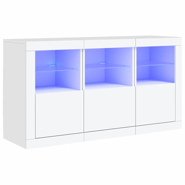 Puhvetkapp LED-tulega, valge, 123 × 37 × 67 cm