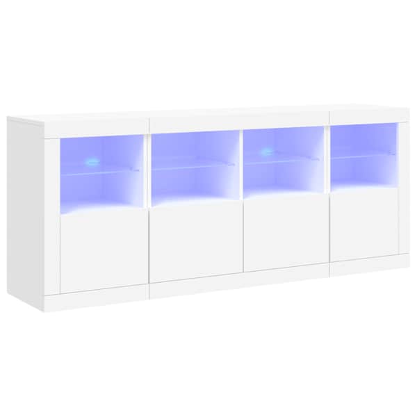 Puhvetkapp LED-tulega, valge, 163 × 37 × 67 cm