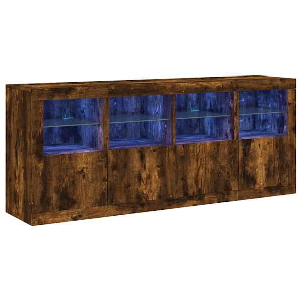 Puhvetkapp LED-tuledega, suitsutatud tamm, 163 × 37 × 67 cm