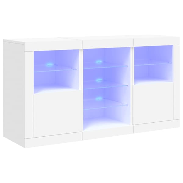 Puhvetkapp LED-tulega, valge, 123 × 37 × 67 cm