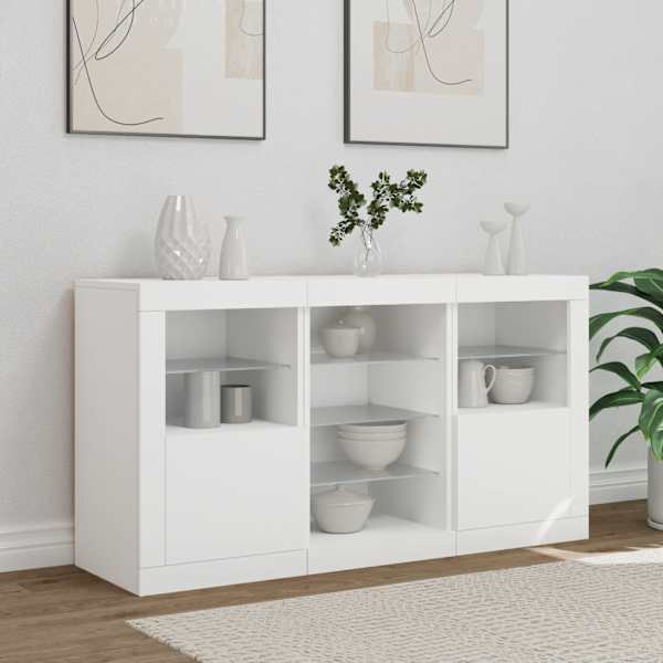 Puhvetkapp LED-tulega, valge, 123 × 37 × 67 cm