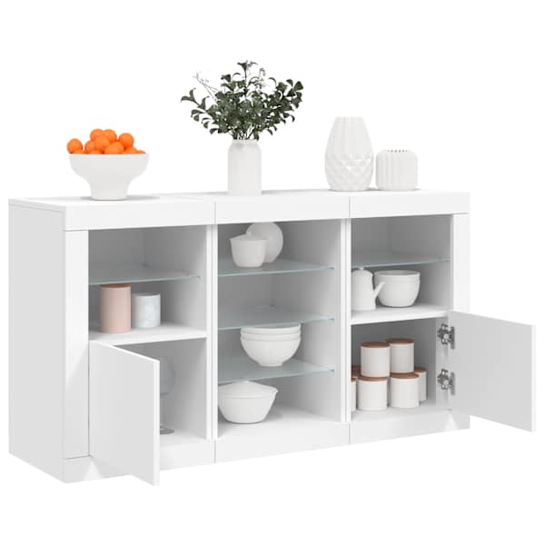 Puhvetkapp LED-tulega, valge, 123 × 37 × 67 cm