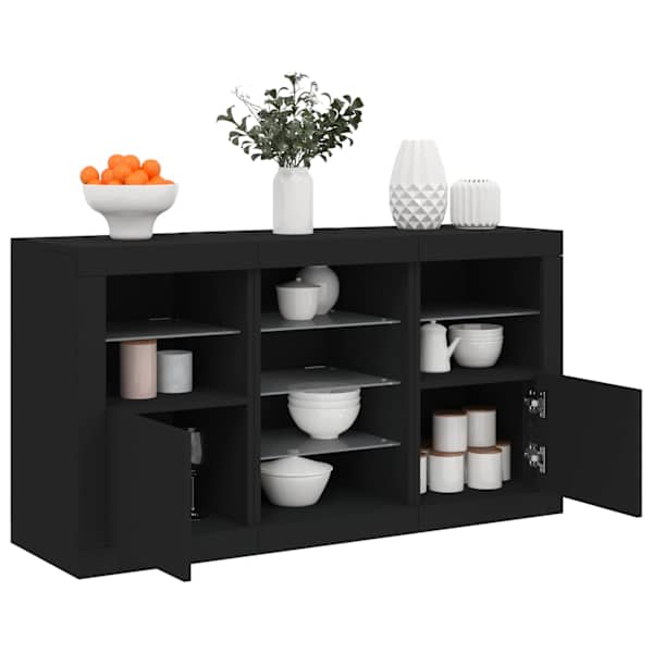 Puhvetkapp LED-tulega, must, 123 × 37 × 67 cm