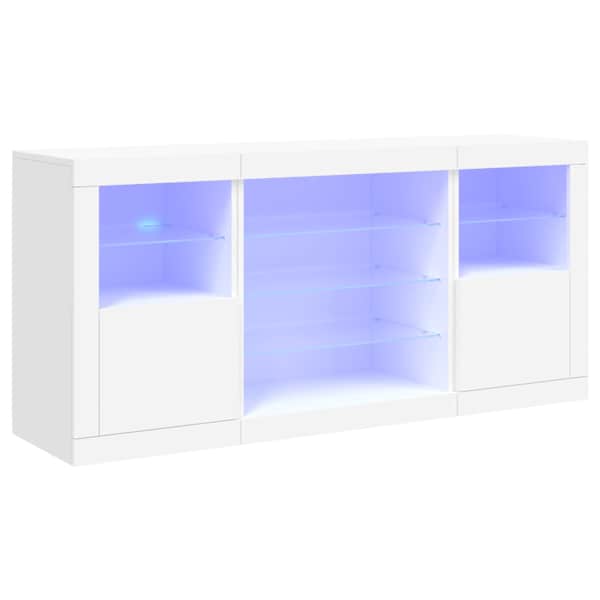 Puhvetkapp LED-tulega, valge, 142,5 × 37 × 67 cm