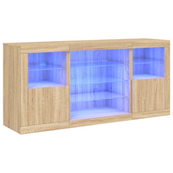 Puhvetkapp LED-tuledega, Sonoma tamm, 142,5 × 37 × 67 cm