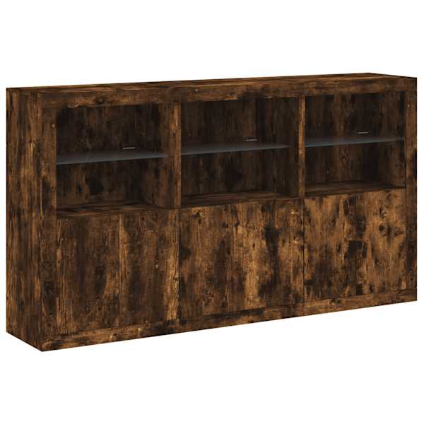 Puhvetkapp LED-tuledega, suitsutatud tamm, 181,5 × 37 × 100 cm