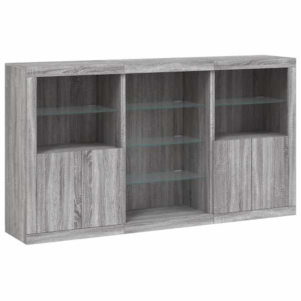 Puhvetkapp LED-tuledega, hall Sonoma tamm, 181,5 × 37 × 100 cm