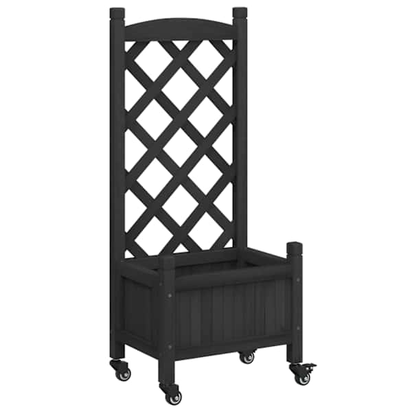 Taimekast ratastega võrega 40 × 30 × 97,5 cm, nulupuit, raud – must