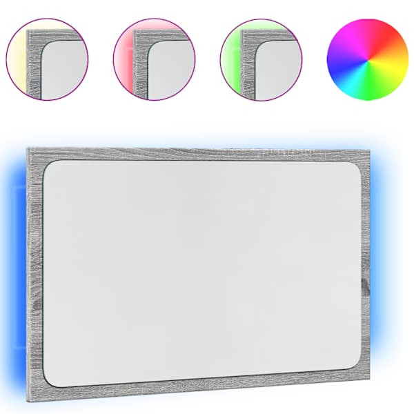 Vannitoapeegel, LED, hall Sonoma tamm, 60 × 8,5 × 38 cm, tehispuit