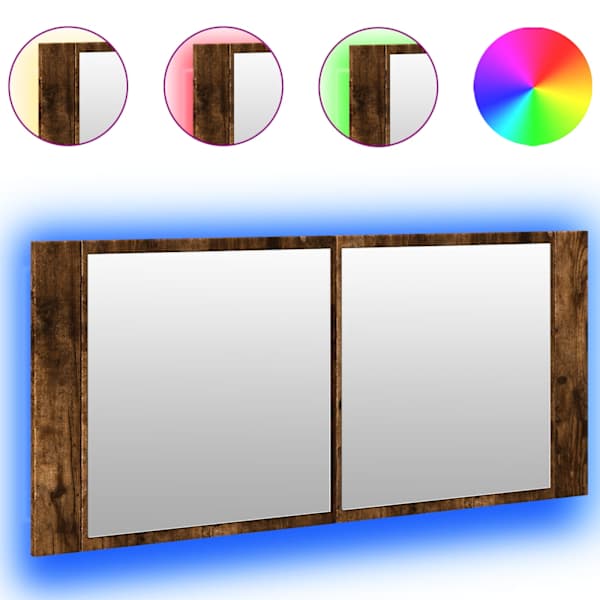Vannitoa LED-peeglikapp, suitsutatud tamm, 100 × 12 × 45 cm