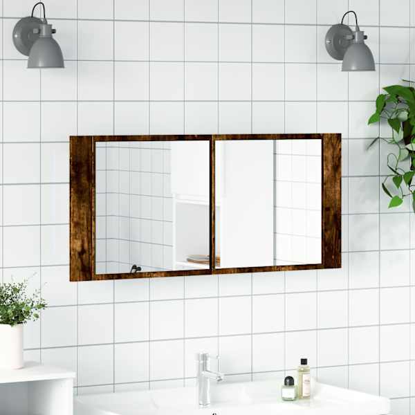Vannitoa LED-peeglikapp, suitsutatud tamm, 100 × 12 × 45 cm