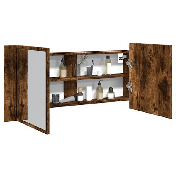 Vannitoa LED-peeglikapp, suitsutatud tamm, 100 × 12 × 45 cm