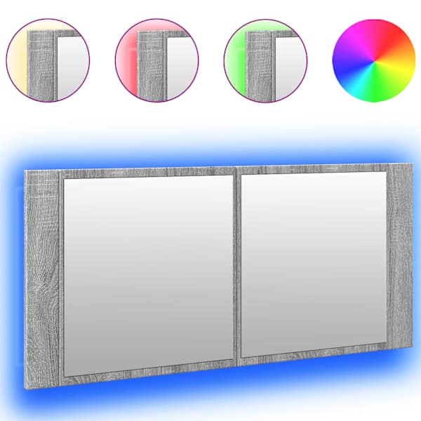 Vannitoa LED-peeglikapp, hall Sonoma tamm, 100 × 12 × 45 cm