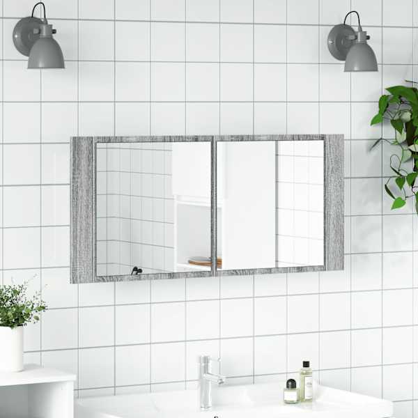 Vannitoa LED-peeglikapp, hall Sonoma tamm, 100 × 12 × 45 cm
