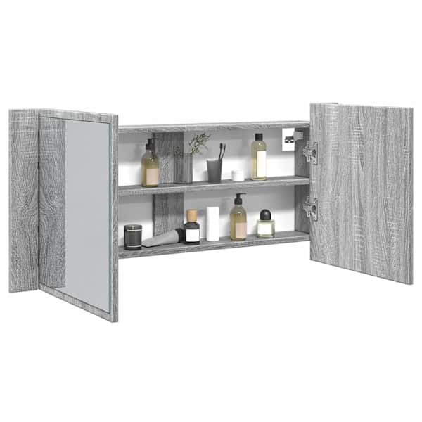 Vannitoa LED-peeglikapp, hall Sonoma tamm, 100 × 12 × 45 cm